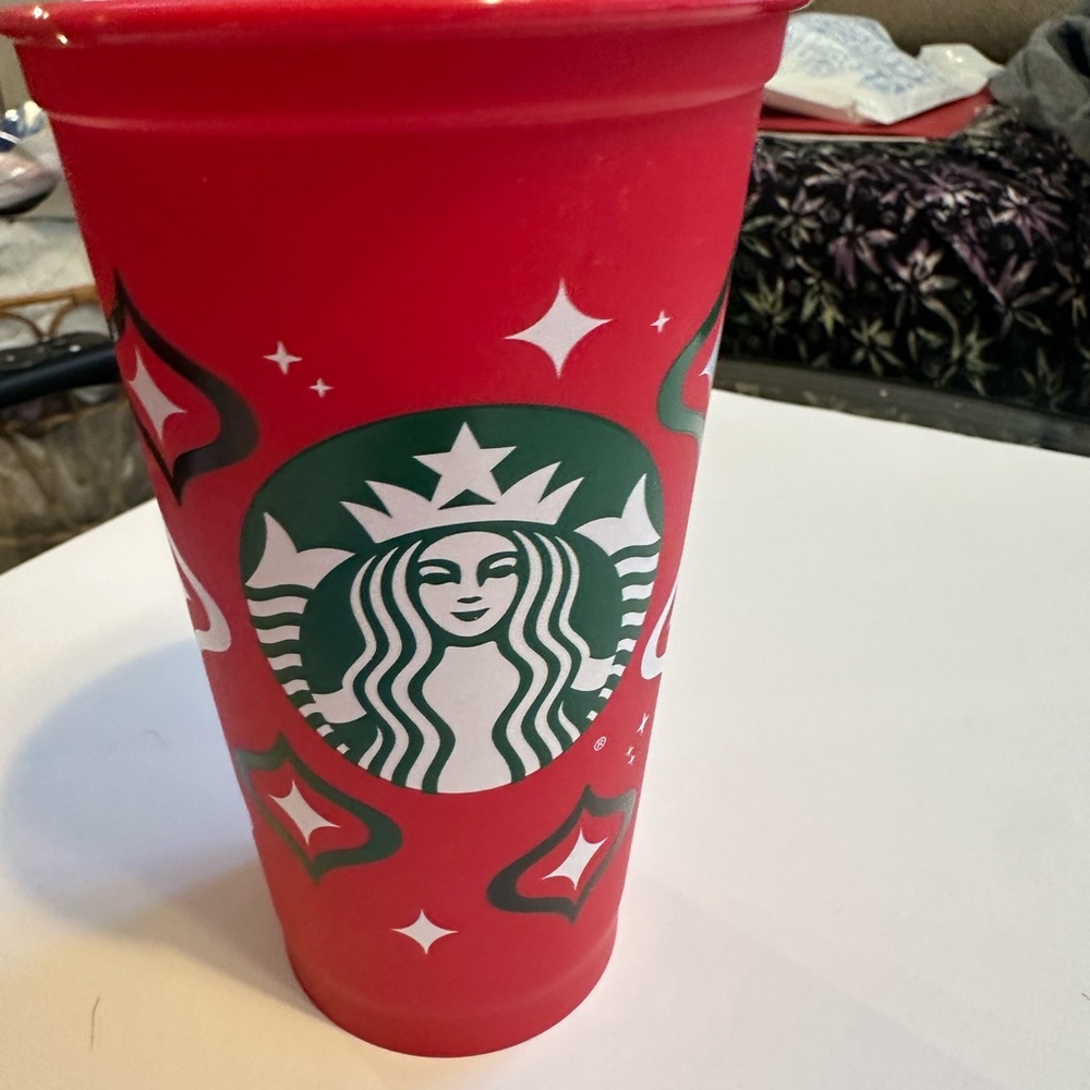 Starbucks Festive Red Tumbler with Green Logo